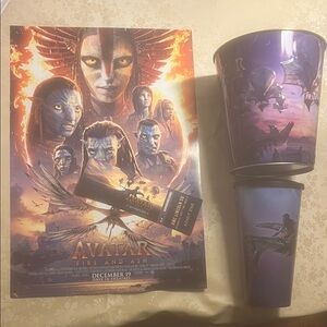 Avatar BUNDLE 2025 Fire and Ash Ticket,Poster Popcorn Bucket,Pin+ Friend Fam NEW
